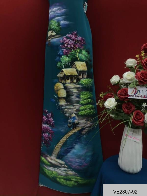 Vải Áo Dài Thái Tuấn Vẽ Phong Cảnh Vừa Ra  AD VE2807_91