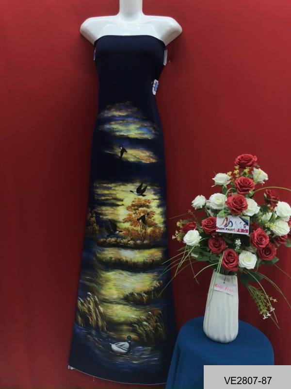 Vải Áo Dài Thái Tuấn Vẽ Phong Cảnh Thiết Kế 2021 AD VE2807_87