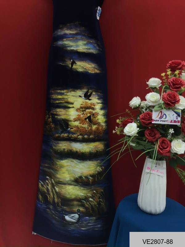 Vải Áo Dài Thái Tuấn Vẽ Phong Cảnh Thiết Kế 2021 AD VE2807_87