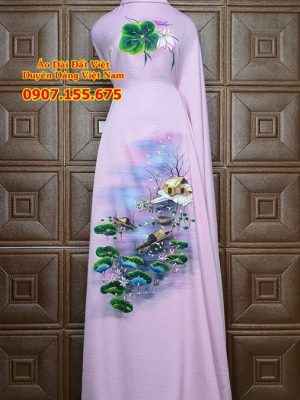 Vải Áo Dài Thái Tuấn Vẽ Hoa Sen Thiết Kế 2022 AD VE151122_15