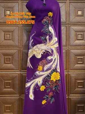 Vải Áo Dài Thái Tuấn Vẽ Chim Hạc Kiểu Mới AD VE151122_23