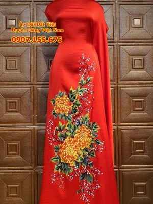 Vải Áo Dài Thái Tuấn Vẽ Hoa Cúc Đại Đóa Thiết Kế 2022 AD VE151122_25