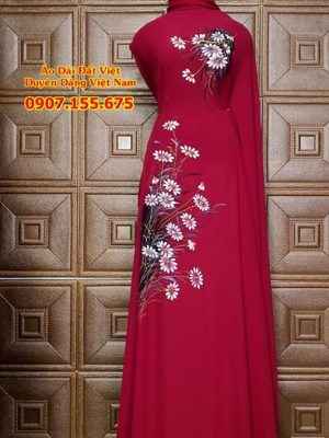 Vải Áo Dài Thái Tuấn Vẽ Hoa Cúc Đơn Giản Vừa Ra  AD VE151122_24