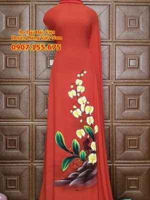 Vải Áo Dài Thái Tuấn Vẽ Hoa Đơn Giản Độc Đáo AD VE151122_3