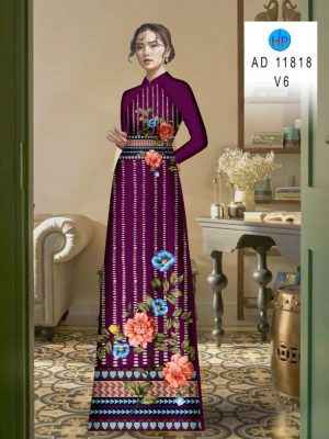 Vải Áo Dài Hoa In 3D Kiểu Mới AD 11818 19 Vai Ao Dai Hoa In 3D Kieu Moi AD 11818