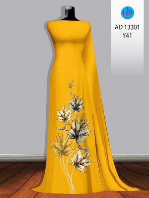 Vải Áo Dài In Hình Lá Vừa Ra AD 13301 21 Vai Ao Dai In Hinh La Vua Ra AD 13301