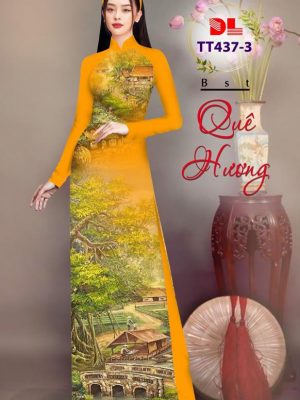 Vải Áo Dài Phong Cảnh Quê Hương Kiểu Mới AD TT437 9 Vai Ao Dai Phong Canh Que Huong Kieu Moi AD