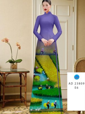 Vải Áo Dài Phong Cảnh Làng Quê Mới Ra AD 23809 19 Vai Ao Dai Phong Canh Lang Que Moi Ra AD