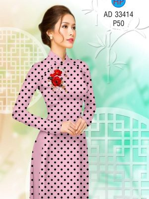 Vải Áo Dài Hoa Hồng Và Chấm Bi Độc Đáo AD 33414 21 1696903423 100 Vai Ao Dai Hoa Hong Va Cham Bi Doc Dao