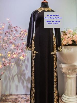 Áo Dài Bà Sui Vẽ Tay Hình Hoa Văn Cao Cấp Sang Trọng AD V71223_166 6 1703062892 48 Ao Dai Ba Sui Ve Tay Hinh Hoa Van Cao