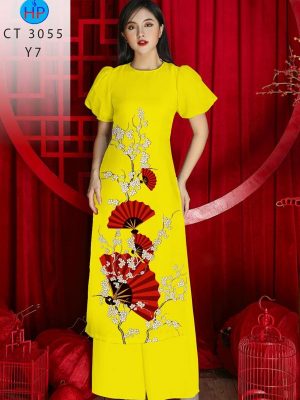 Vải Áo Dài Hình Quạt Đỏ Kiểu Mới AD CT3055 20 1708311313 146 Vai Ao Dai Hinh Quat Do Kieu Moi AD CT3055