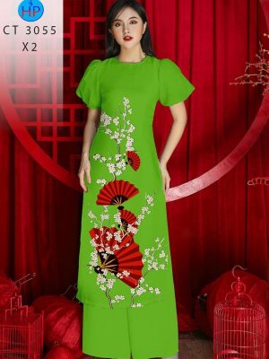 Vải Áo Dài Hình Quạt Đỏ Kiểu Mới AD CT3055 21 1708311313 175 Vai Ao Dai Hinh Quat Do Kieu Moi AD CT3055