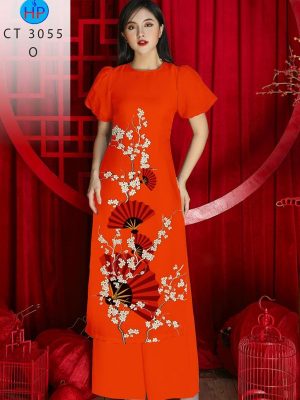 Vải Áo Dài Hình Quạt Đỏ Kiểu Mới AD CT3055 22 1708311313 909 Vai Ao Dai Hinh Quat Do Kieu Moi AD CT3055