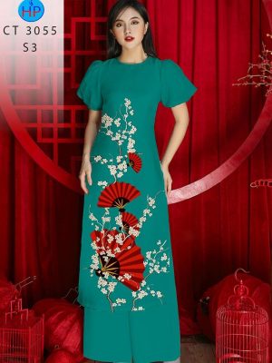 Vải Áo Dài Hình Quạt Đỏ Kiểu Mới AD CT3055 26 1708311314 217 Vai Ao Dai Hinh Quat Do Kieu Moi AD CT3055