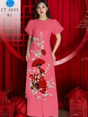 Vải Áo Dài Hình Quạt Đỏ Kiểu Mới AD CT3055 25 1708311314 563 Vai Ao Dai Hinh Quat Do Kieu Moi AD CT3055