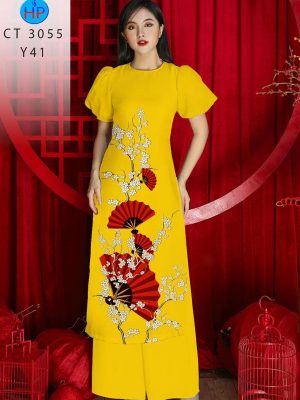 Vải Áo Dài Hình Quạt Đỏ Kiểu Mới AD CT3055 31 1708311315 365 Vai Ao Dai Hinh Quat Do Kieu Moi AD CT3055
