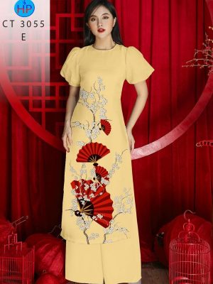 Vải Áo Dài Hình Quạt Đỏ Kiểu Mới AD CT3055 33 1708311315 4 Vai Ao Dai Hinh Quat Do Kieu Moi AD CT3055