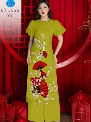 Vải Áo Dài Hình Quạt Đỏ Kiểu Mới AD CT3055 34 1708311315 708 Vai Ao Dai Hinh Quat Do Kieu Moi AD CT3055