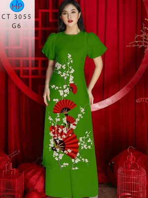 Vải Áo Dài Hình Quạt Đỏ Kiểu Mới AD CT3055 32 1708311315 935 Vai Ao Dai Hinh Quat Do Kieu Moi AD CT3055