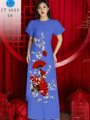 Vải Áo Dài Hình Quạt Đỏ Kiểu Mới AD CT3055 19 Vai Ao Dai Hinh Quat Do Kieu Moi AD CT3055