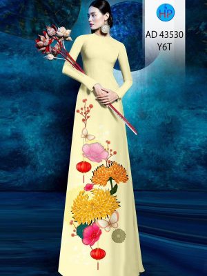 Vải Áo Dài Hoa Cúc Sang Trọng AD 43530 18 Vai Ao Dai Hoa Cuc Sang Trong AD 43530