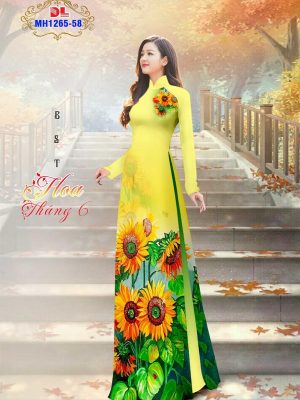 Vải Áo Dài Hoa Hướng Dương Thu Hút AD MH1265 24 Vai Ao Dai Hoa Huong Duong Thu Hut AD MH1265