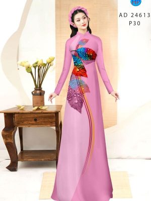 Vải Áo Dài In Hình Lá Vừa Ra AD 24613 19 Vai Ao Dai In Hinh La Vua Ra AD 24613