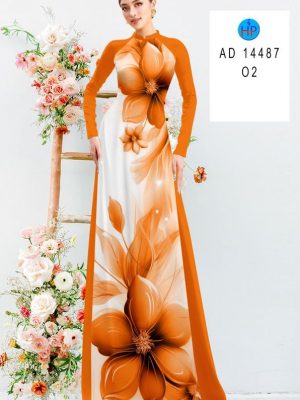 Vải Áo Dài Hoa In 3D Sang Trọng AD 14487 20 Vai Ao Dai Hoa In 3D Sang Trong AD 14487