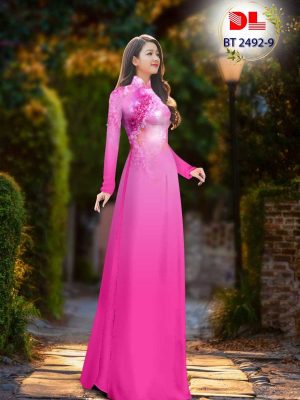 Vải Áo Dài Hoa In 3D Sang Trọng AD BT2492 17 Vai Ao Dai Hoa In 3D Sang Trong AD BT2492