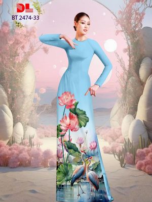 Vải Áo Dài Hoa Sen Sang Trọng AD BT2474 19 Vai Ao Dai Hoa Sen Sang Trong AD BT2474