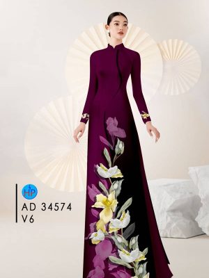 Vải Áo Dài Hoa In 3D Thiết Kế 2024 AD 34574