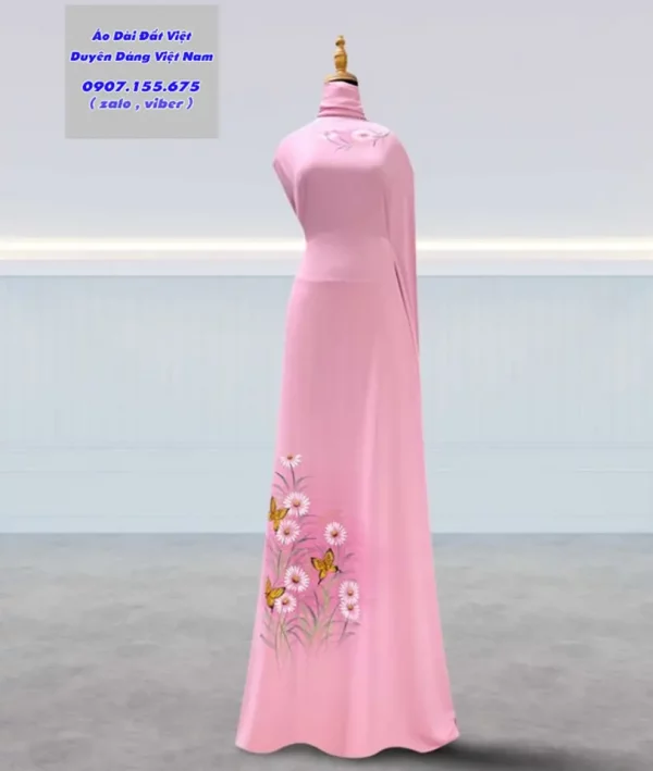 Vai Ao Dai Ve Tay Hoa Cuc Kieu Moi AD