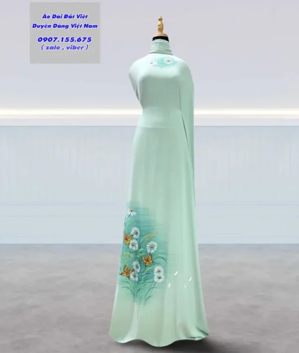 Vai Ao Dai Ve Tay Hoa Cuc Sang Trong AD