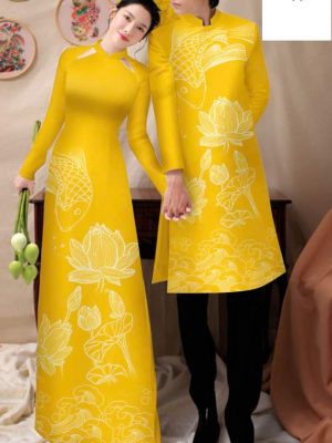 1748828485 0 Vai Ao Dai Cap Doi Ca Chep Va Hoa Sen