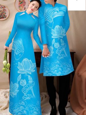 1748828485 671 Vai Ao Dai Cap Doi Ca Chep Va Hoa Sen