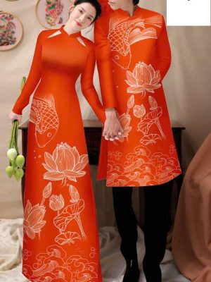 1748828485 678 Vai Ao Dai Cap Doi Ca Chep Va Hoa Sen