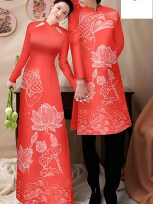 1748828485 976 Vai Ao Dai Cap Doi Ca Chep Va Hoa Sen