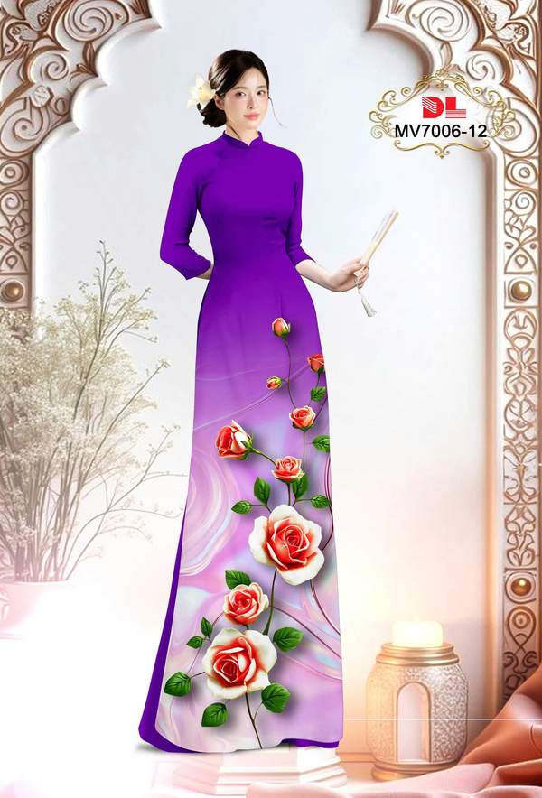 Vải Áo Dài Hoa Hồng Thu Hút AD MV7006 1 Vai Ao Dai Hoa Hong Thu Hut AD MV7006