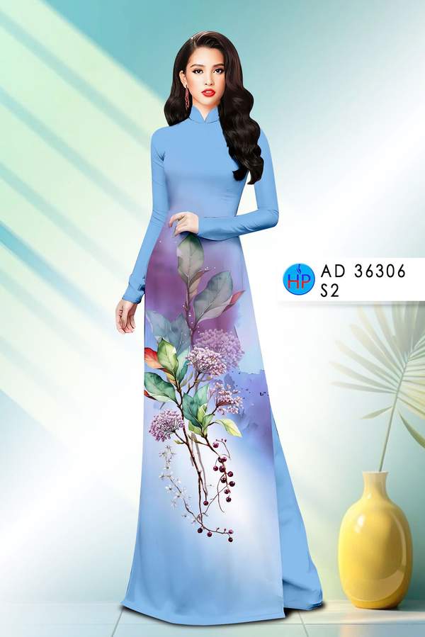 Vải Áo Dài Hoa In 3D Kiểu Mới AD 36306 1 Vai Ao Dai Hoa In 3D Kieu Moi AD 36306