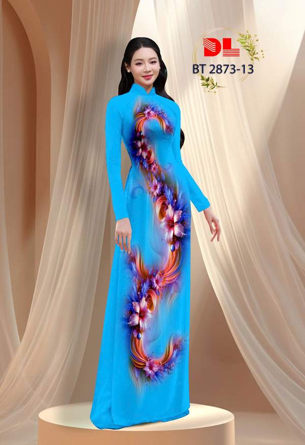 Vải Áo Dài Hoa In 3D Kiểu Mới AD BT2873 1 Vai Ao Dai Hoa In 3D Kieu Moi AD BT2873