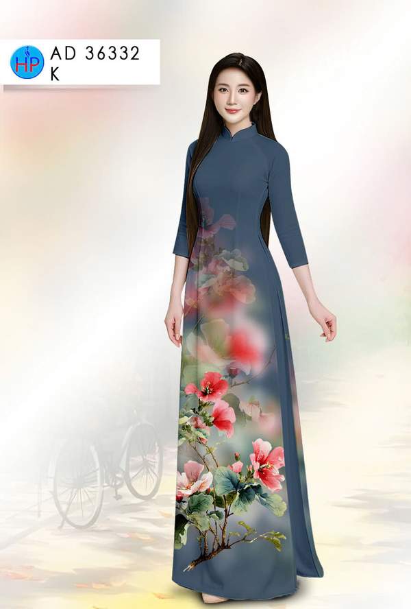 Vải Áo Dài Hoa Râm Bụt Sang Trọng AD 36332 1 Vai Ao Dai Hoa Ram But Sang Trong AD 36332