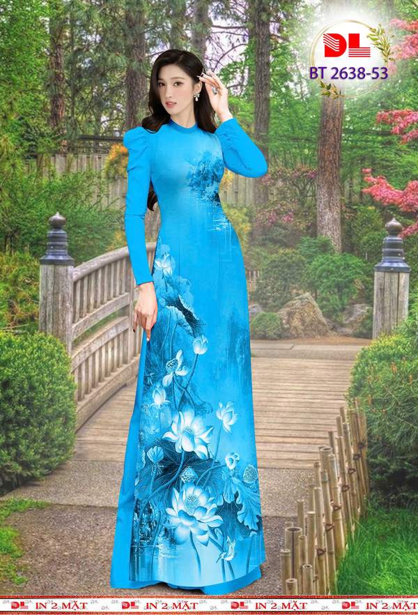 Vải Áo Dài Hoa Sen Kiểu Mới AD BT2638 2 Vai Ao Dai Hoa Sen Kieu Moi AD BT2638