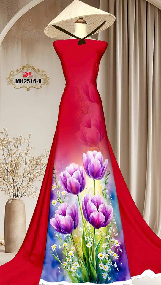 Vải Áo Dài Hoa Tulip Thu Hút AD MH2516 2 Vai Ao Dai Hoa Tulip Thu Hut AD MH2516