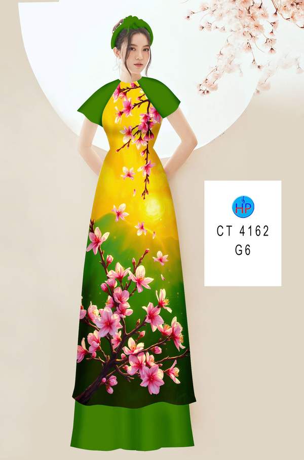 Vải Áo Dài Hoa Đào Sang Trọng AD CT4162 2 Vai Ao Dai Hoa Dao Sang Trong AD CT4162