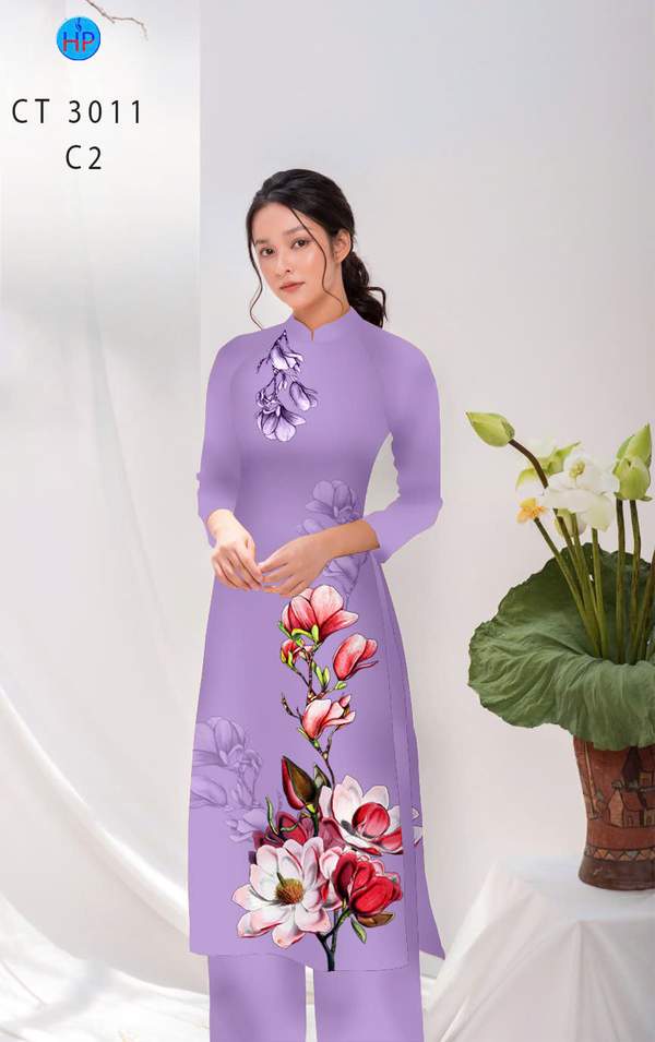 Vải Áo Dài Hoa In 3D Độc Đáo AD CT3011 2 Vai Ao Dai Hoa In 3D Doc Dao AD CT3011