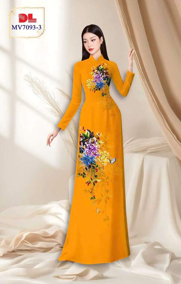 Vải Áo Dài Hoa In 3D Độc Đáo AD MV7093 2 Vai Ao Dai Hoa In 3D Doc Dao AD MV7093