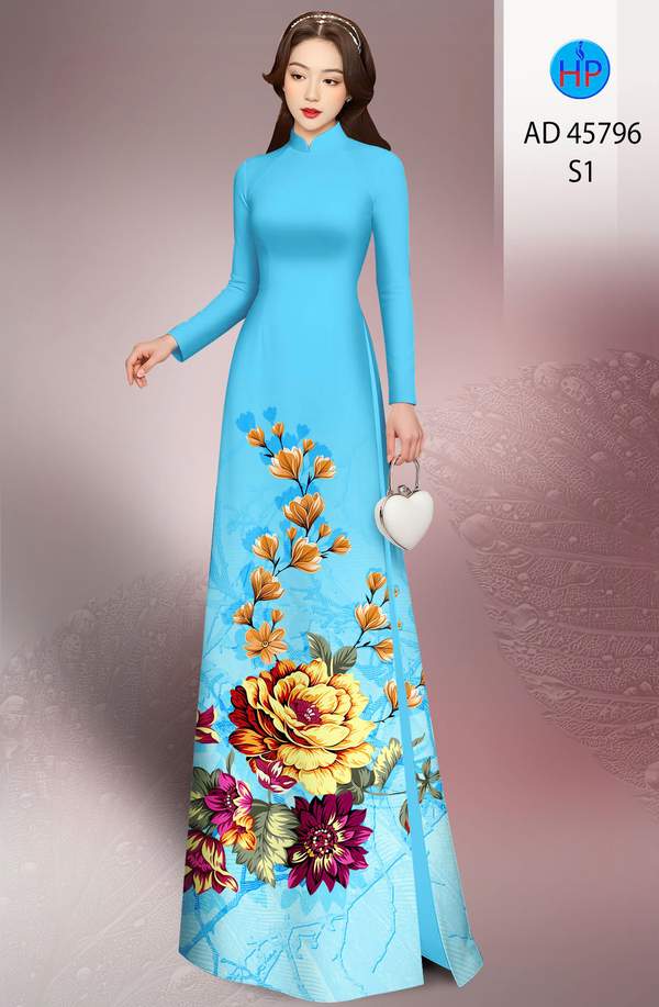 Vải Áo Dài Hoa In 3D Kiểu Mới AD 45796 2 Vai Ao Dai Hoa In 3D Kieu Moi AD 45796