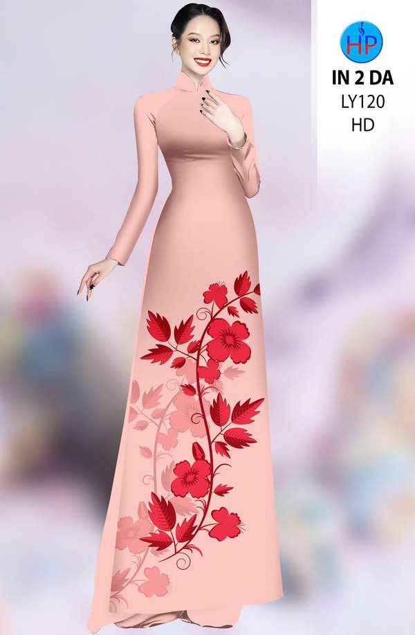 Vải Áo Dài Hoa In 3D Sang Trọng AD LY120 2 Vai Ao Dai Hoa In 3D Sang Trong AD LY120
