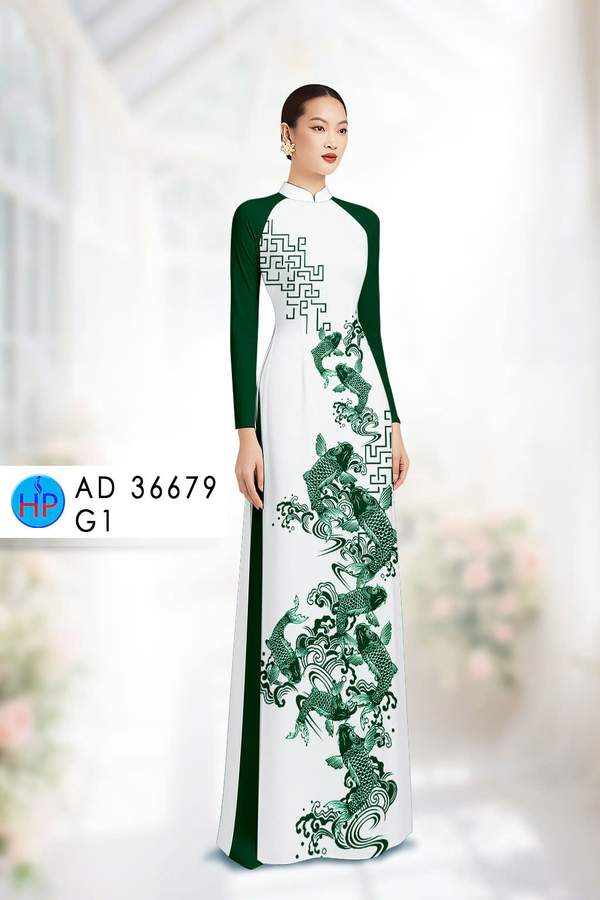 Vải Áo Dài Hoa Văn Cá Chép Độc Đáo AD 36679 2 Vai Ao Dai Hoa Van Ca Chep Doc Dao AD
