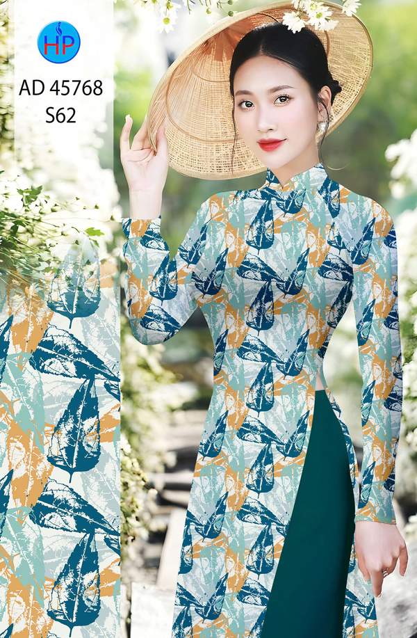 Vải Áo Dài In Hình Lá Vừa Ra AD 45768 1 Vai Ao Dai In Hinh La Vua Ra AD 45768